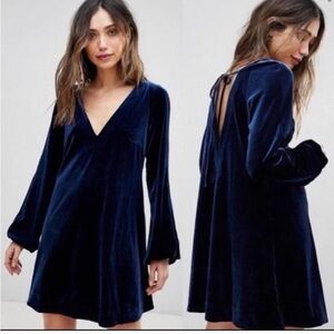 Free People V-Neck Velvet Mini Dress